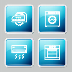 Set line Electric circular saw, Washer, Air conditioner and Oven icon. Vector