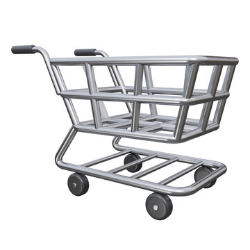 shopping cart 3d rendering icon illustration with transparent background, shopping and retail