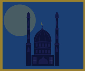 Mosque at night vector illustration