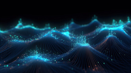 Obraz premium Digital data background. Luminous dots connected by glowing network. Based on Generative AI