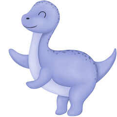 Hand drawn baby purple dinosaur clipart. Watercolor animal illustration isolated on transparent background. Birthday party,baby shower,nursery decoration,etc.