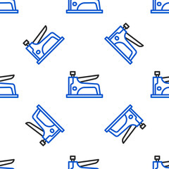 Line Construction stapler icon isolated seamless pattern on white background. Working tool. Colorful outline concept. Vector