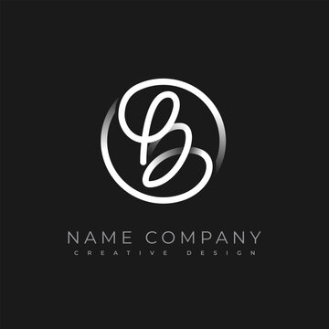 Simple Monogram B Company Logo. Hand drawn is an cursive initial letter B combined with a round frame. Usable sign for luxury business logos and branding. Flat vector logo design template element
