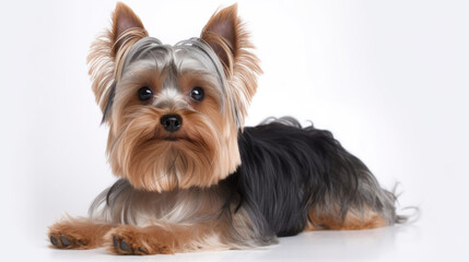 animal on the white Background dog Yorkshire terrier generative ai