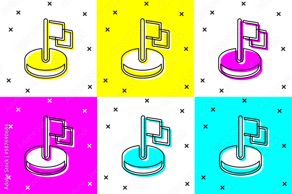Poster set flag icon isolated on color background. victory, winning and conquer adversity concept. vector