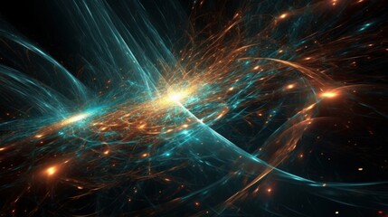 Fototapeta premium Quantum Virtual Particles Drift in and out of Space, Hyper - abstract, theoretical physics. - Background - Generative AI Illustration