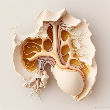 Detailed illustration of mesentery in human body