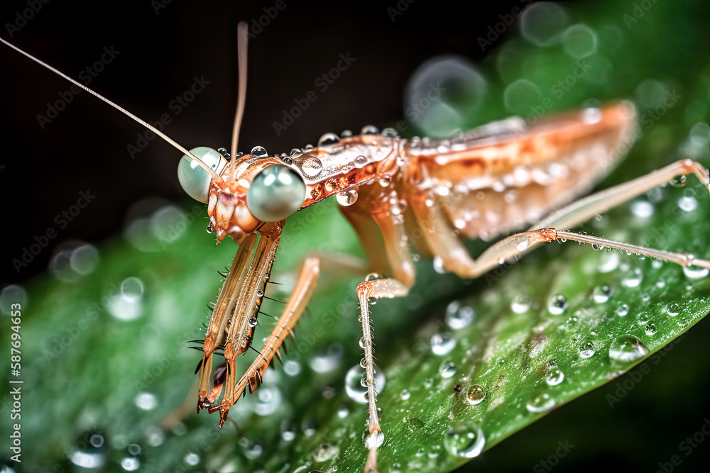 Aufkleber a close-up view of an insect reveals vivid details of its intricate structure. - generative ai.