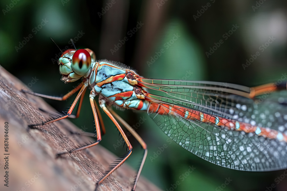 Aufkleber a mysterious insect is captured in a vivid close-up macro photograph. its intricate details are high