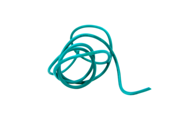 green wire cable of usb and adapter isolated on white background.Electronic Connector.Selection focus.