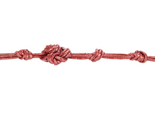 Leather rope tied together in a circle isolated on white background.Electronic Connector.Selection focus.
