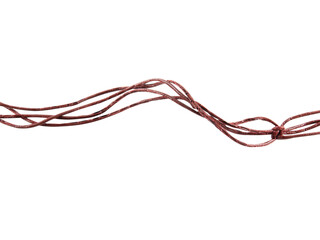 Leather rope tied together in a circle isolated on white background.Electronic Connector.Selection focus.
