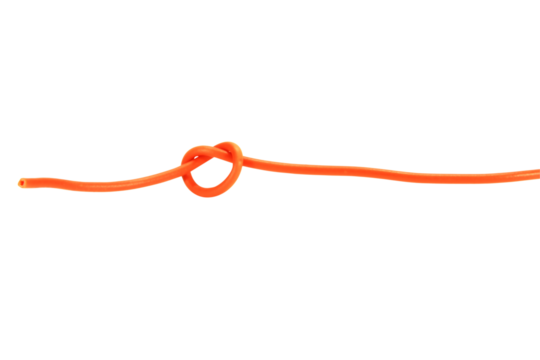 orange wire cable of usb and adapter isolated on white background.Electronic Connector.Selection focus.