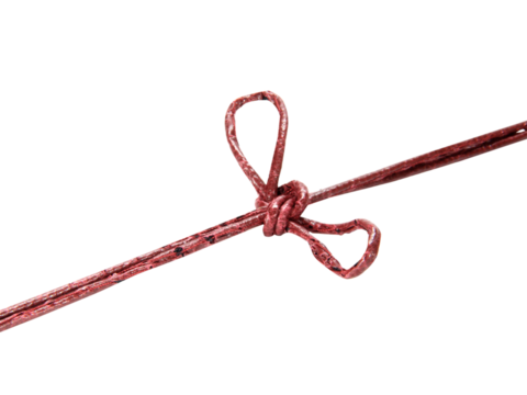 Leather rope tied together in a circle isolated on white background.Electronic Connector.Selection focus.