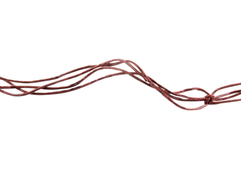 Leather rope tied together in a circle isolated on white background.Electronic Connector.Selection focus.