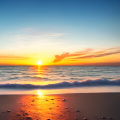 sunset on the beach - Beach landscape - Calm beach background for design - Sunset landscape for design - Generative AI