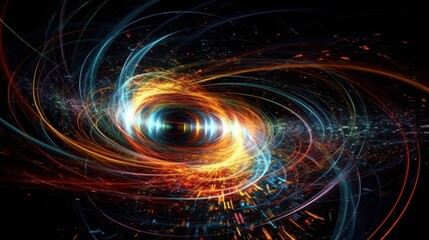 Obraz premium Quantum Virtual Particles Drift in and out of Space, Hyper - abstract, theoretical physics. - Background - Generative AI Illustration