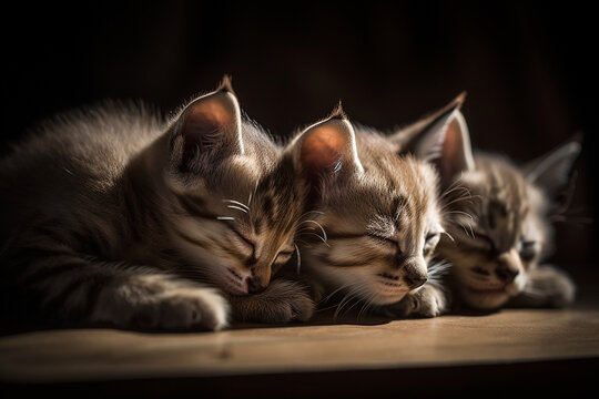 Sleeping Kittens. Generative AI.
A digital painting of a portrait of sleeping kittens.