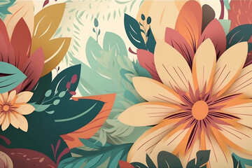 Beautiful abstract floral flower background natural wallpaper design. Nature decoration vector illustration. Ai generated