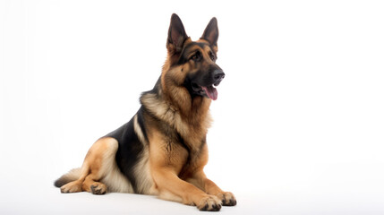 animal on the white Background dog German Shepherd generative ai