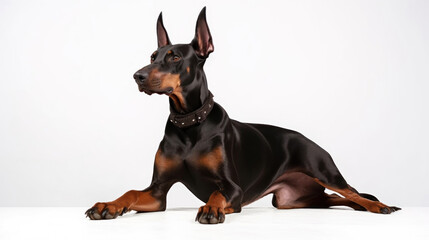 animal on the white Background dog doberman generative ai