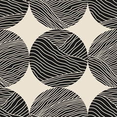 Trendy minimalist seamless pattern with abstract creative hand drawn composition