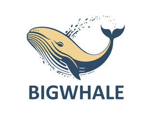 Blue whale splashing water vector logo