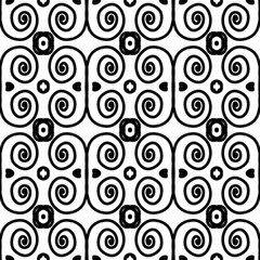Black and white graphic abstract seamless pattern with smooth lines. Background for decor, textile,  fabric, cards, banners, icons, posters, wrapping paper.