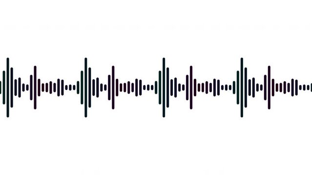 4k abstract music sound wave or audio wavefrom isolated on white background.Line digital minimalist voice and soundtrack wave equalizer.Shape line volume or speech symbol animated background.