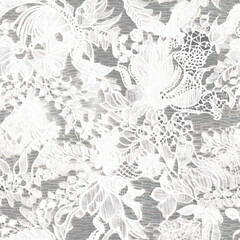 Tulle fabric. Lace fabric. Seamless and transparent  texture. Lace textile pattern with soft vintage material. Seamless floral tulle pattern. Generative AI.