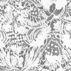 Fototapeta na wymiar Tulle fabric. Lace fabric. Seamless and transparent texture. Lace textile pattern with soft vintage material. Seamless floral tulle pattern. Generative AI.