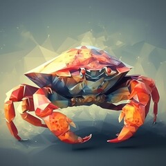 red crab on blue background