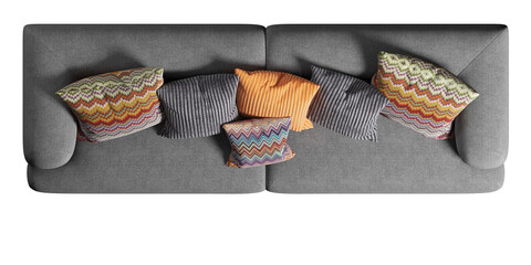 Top view of sofa with cushions