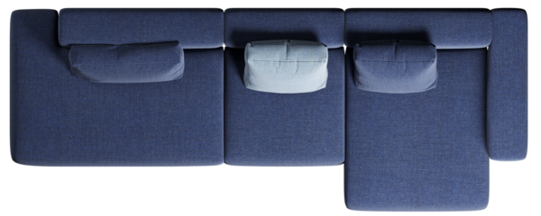 Top view of sofa with cushions