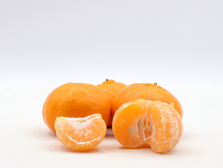 tangerines close-up on a white background