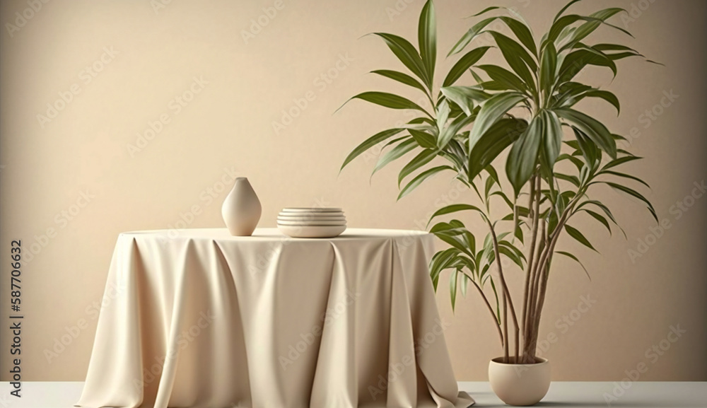 Poster podium template with foliage drop shadow for product. beauty mockup with empty tray presentation. ge