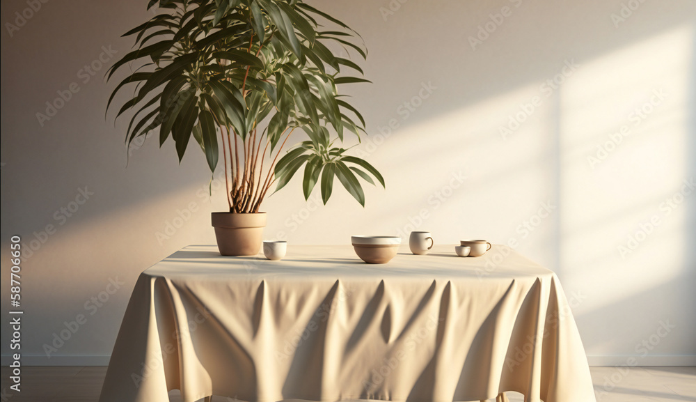 Poster podium template with foliage drop shadow for product. beauty mockup with empty tray presentation. ge