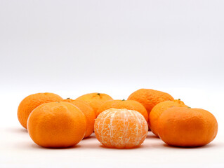 tangerines close-up on a white background