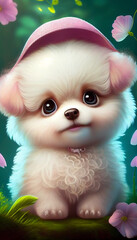 little puppy with 3d cute style generative ai art 