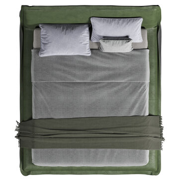 Top view of double bed with headboard