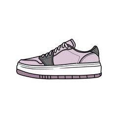 Sneakers Design with Side angle. Sport shoes . Draft. Flat design. Vector illustration. Sneakers in a flat style. Side view sneakers. Fashion sneakers.