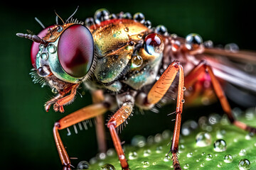 A Magnificent close-up macro photography of an insect reveals vivid details - generative ai.