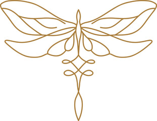 linear transparent template logo symbols with luxury dragonfly on a nude background