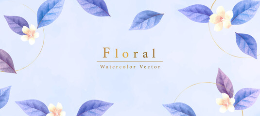 エレガントなボタニカルの水彩画の手描きの花、ベクターイラスト、壁紙、バナー、挨拶状、招待状