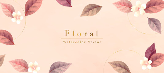 豪華でエレガントなボタニカルの水彩画の手描きの花、ベクターイラスト、壁紙、バナー、挨拶状、招待状