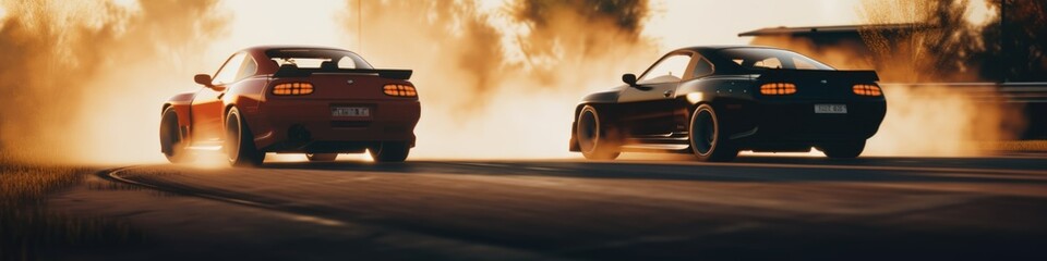Obraz na płótnie Canvas Drifting Cars and Smoke