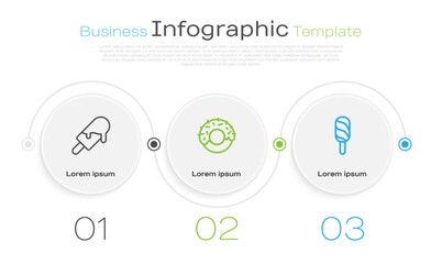 Set line Ice cream, Donut and . Business infographic template. Vector