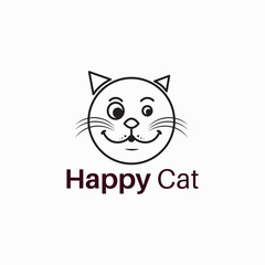 Cute cat face character in vector illustration.
