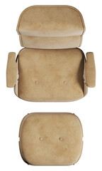 Top view of leather armchair with ottoman
