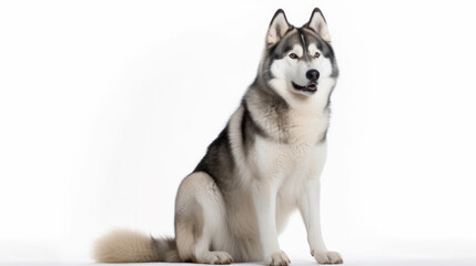 animal on the white Background dog Alaskan Malamute generative ai